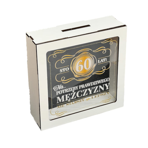 skarbonka z okienkiem 60 urodziny WHISKY MĘŻCZYZNA 3301-WY60