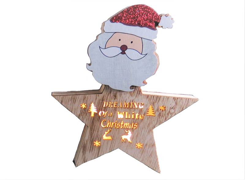 dekoracja gwiazdka drewniana led wys. 25cm | 483929