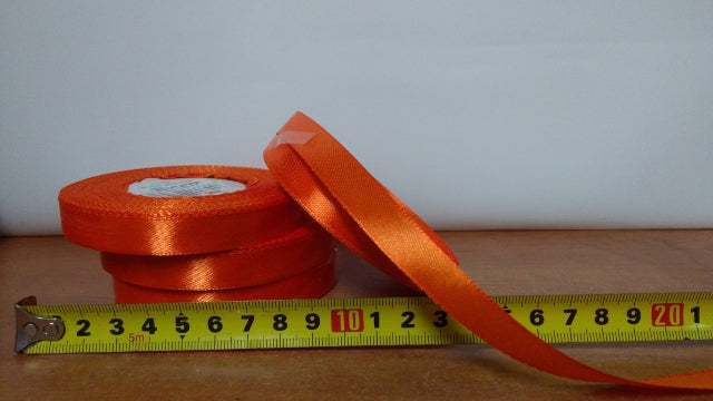wstążka satynowa 12mmx32m POMARAŃCZOWA 4szt. | AX12-29