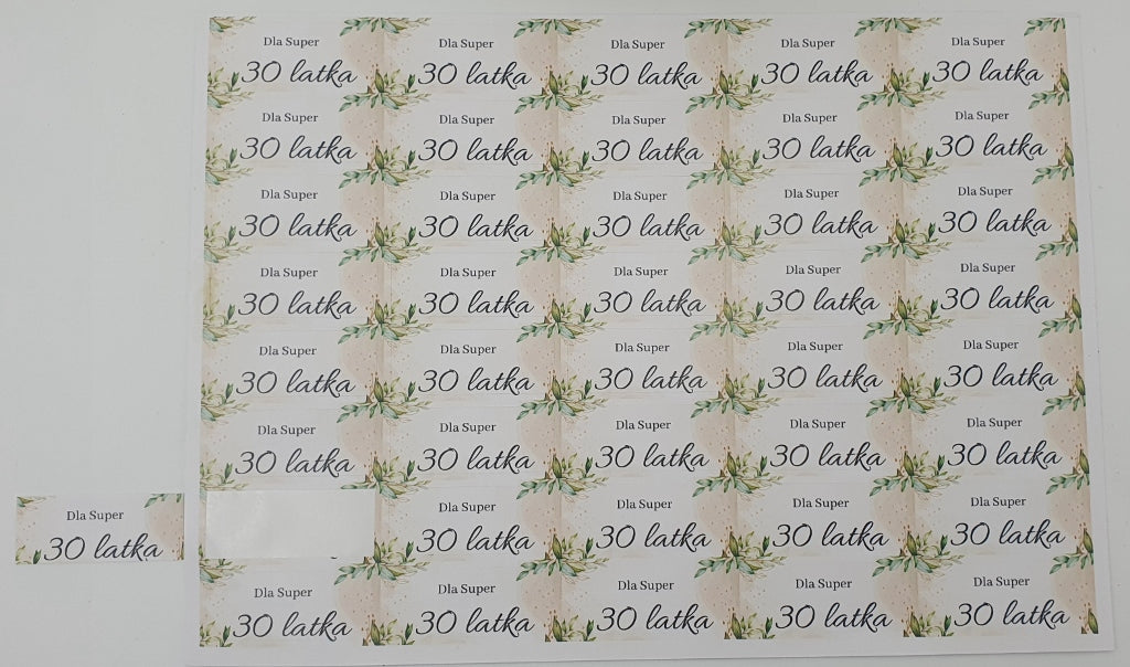 naklejki 21x50 mm - SUPER 30 latka - 40 szt