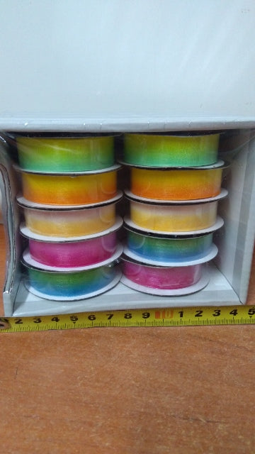 wstążka tęczowa 10szt.  15mmx2m | H016