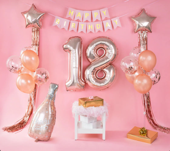 zestaw balonów na 18 urodziny rose gold duży | 460474