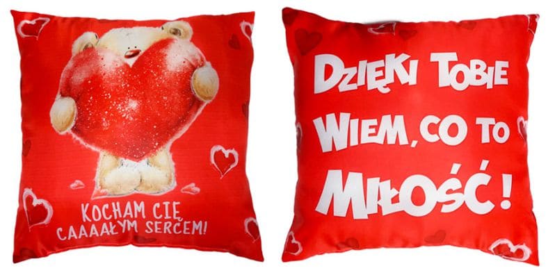 poduszka dwustronna Kocham Cię caaaałym sercem!     S43