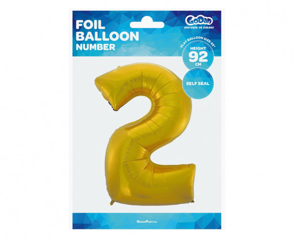balon cyfra "2" złota  45'' 92cm | HS-C45ZM2