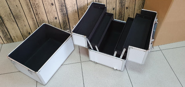 kufer kosmetyczny 36x26,5x43cm  XXL SREBRNY