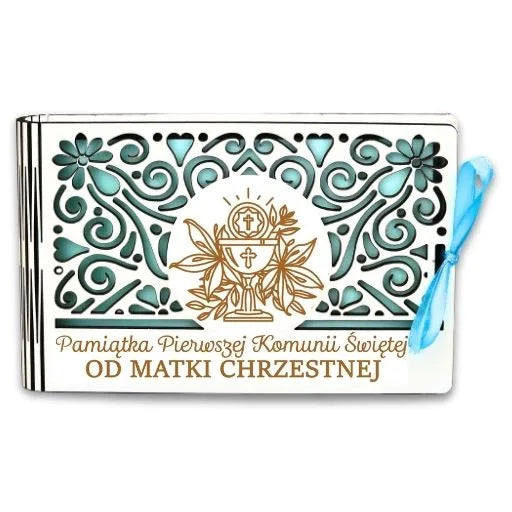 pudełko na pieniądze banknotówka KOMUNIA – od MATKI CHRZESTNEJ – Ażur 3302A-KOM1N-MC