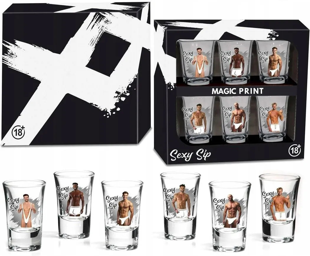 kieliszki do wódki Sexy Sip rozbierane Mężczyźni 35ml 6 szt.