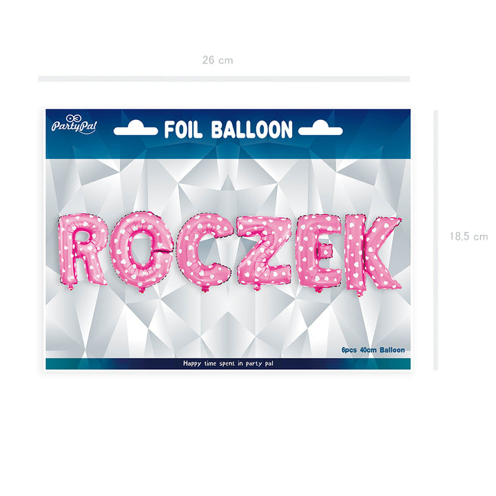 balon foliowy różowy ROCZEK
