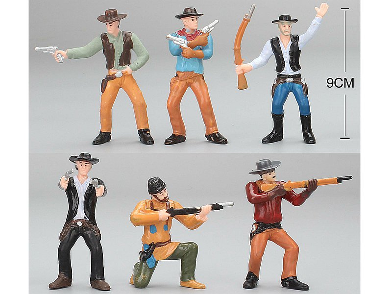 zestaw figurek 6szt  kowbojów; 20x17x3cm