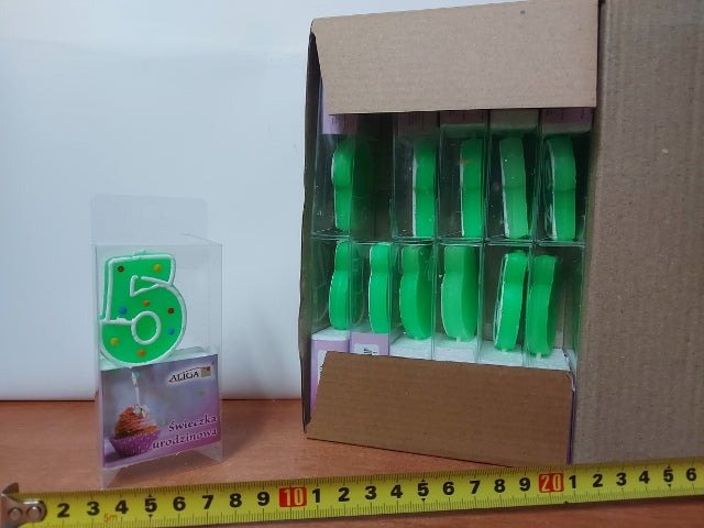 świeczka 12szt. urodziny ''5'' KROPKI