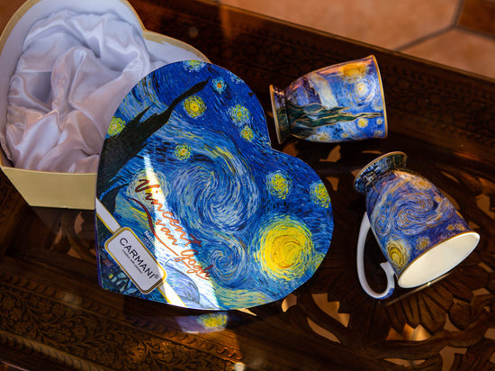 komplet 2 kubków w sercu - V. van Gogh, Gwiaździsta noc CARMANI | 830-0310