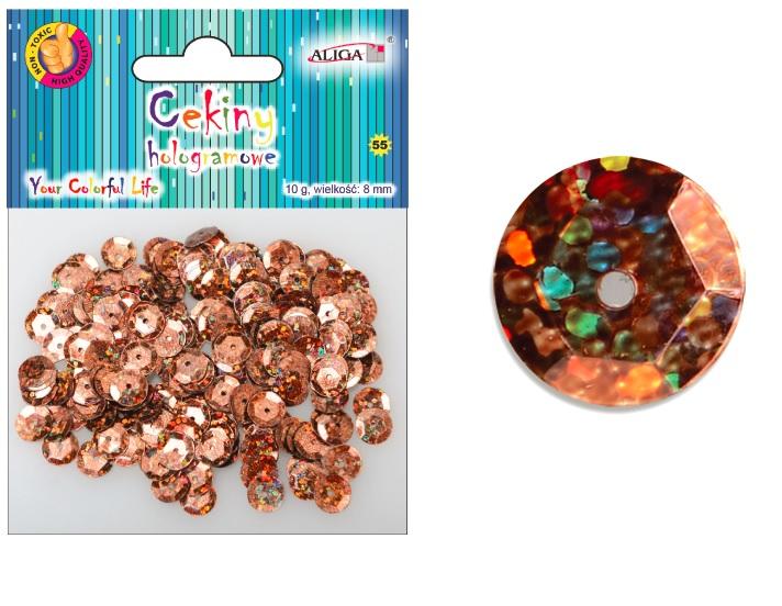 cekiny hologramowe BRĄZOWE  8mm 10g | MT-0212