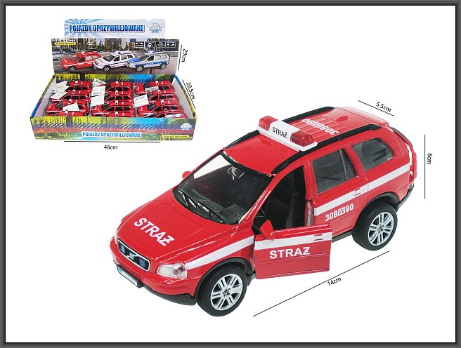 auto metalowe STRAŻ POŻARNA światło / dźwięk |  HKG016