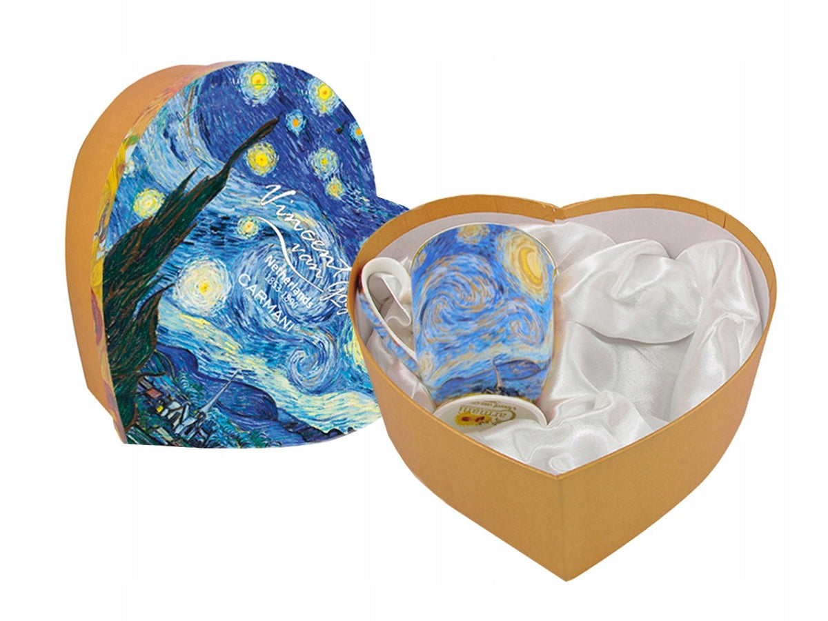 komplet 2 kubków w sercu - V. van Gogh, Gwiaździsta noc CARMANI | 830-0310