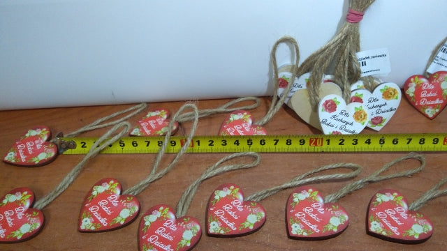 serce wiszące 10szt BABCIA, 4 x 4 cm