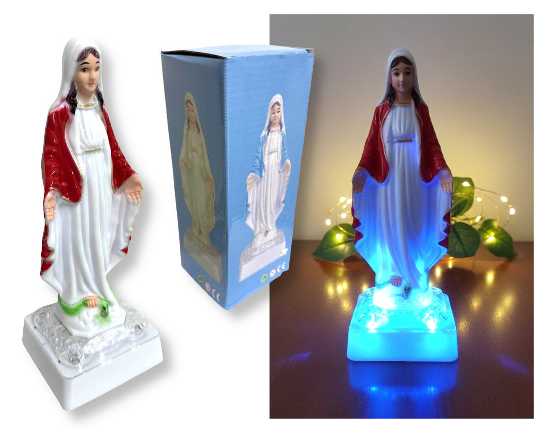 figurka MARYJA plastikowa led na baterie 20 cm rgb zmieniająca kolor AE-7304