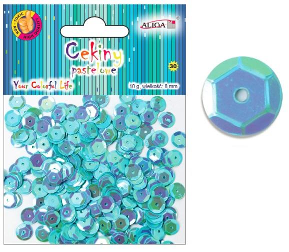 cekiny 12szt  pastelowe NIEBIESKIE 8mm 10g | WMT-110