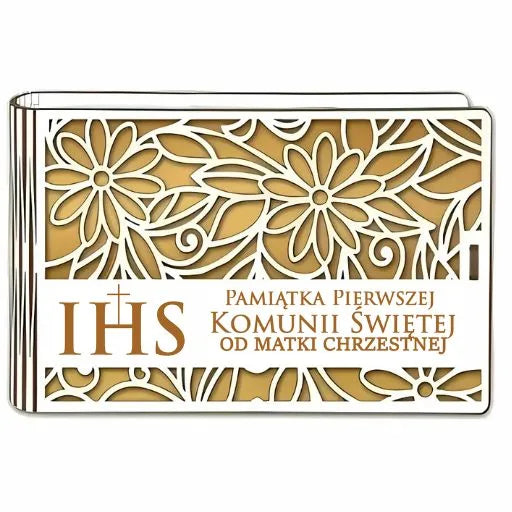 pudełko na pieniądze banknotówka KOMUNIA – od MATKI CHRZESTNEJ – Ażur 3302A-KOM2Z-MC