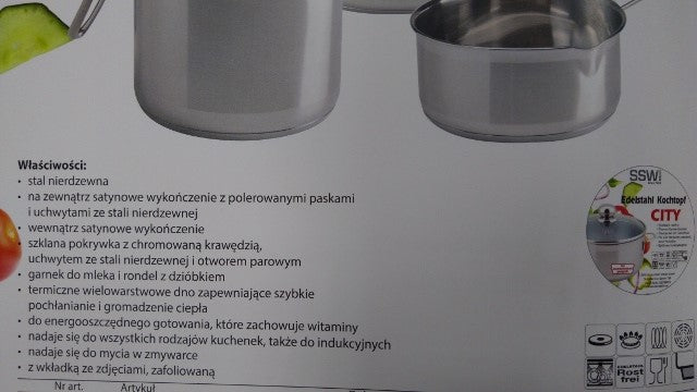 garnek 1,2l. ze stali nierdzewnej + szklana pokrywka fi-14 CITY