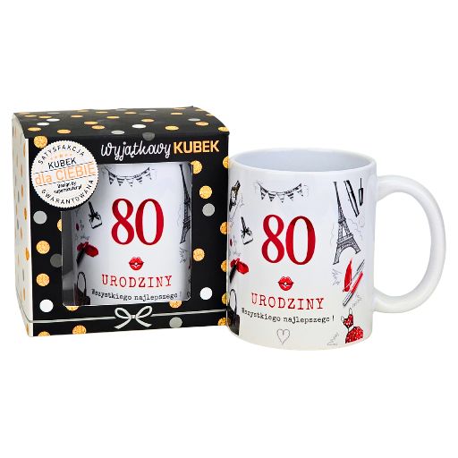 kubek na 80 urodziny dla kobiety (czerwony) 3309-UR16-80