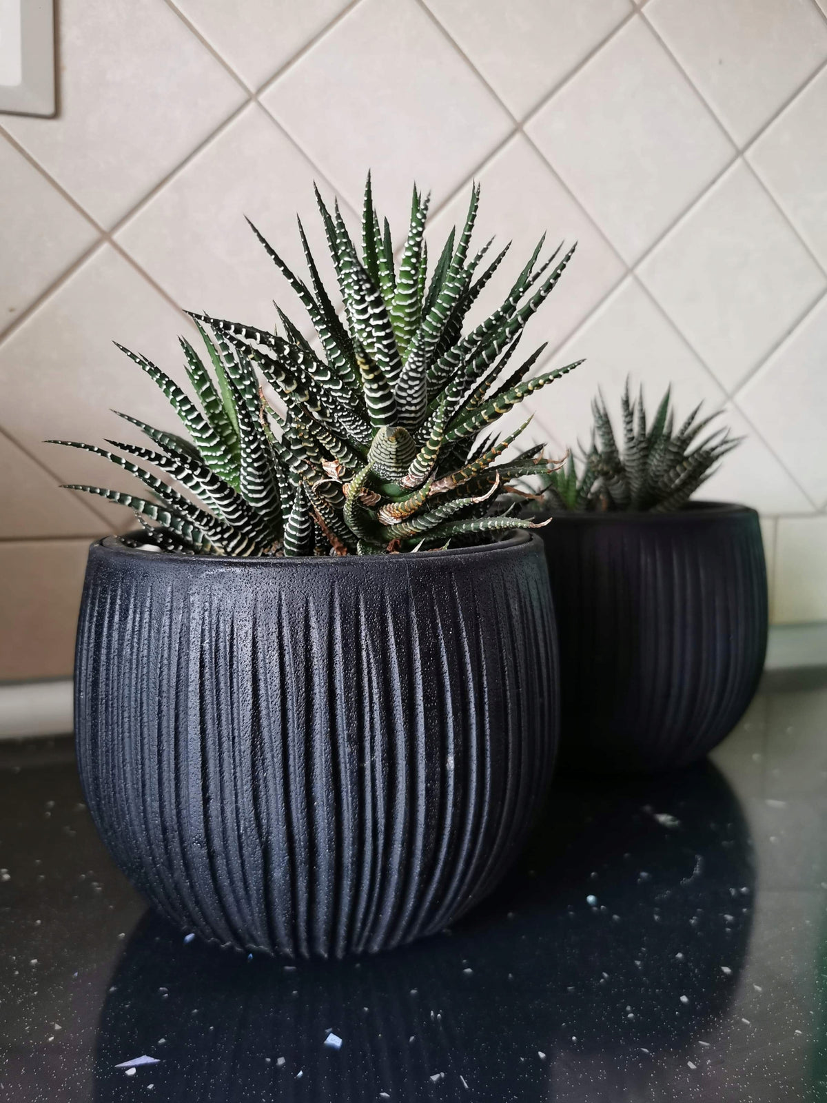 doniczka kula Beton Bowl  z wkładem czarna 24cm | DKB240
