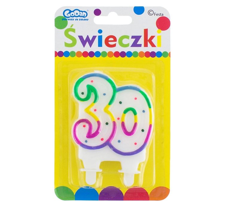 świeczka cyferka ''30'' 8cm  | PF-SCK30