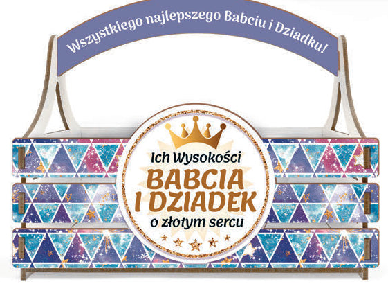 koszyczek skrzynka  17x11x20cm KOSZYCZEK Ich Wysokości Babcia i Dziadek o złotym sercu