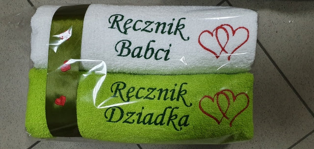 kpl.2 ręczników frotte 70x140  BABCIA DZIADEK
