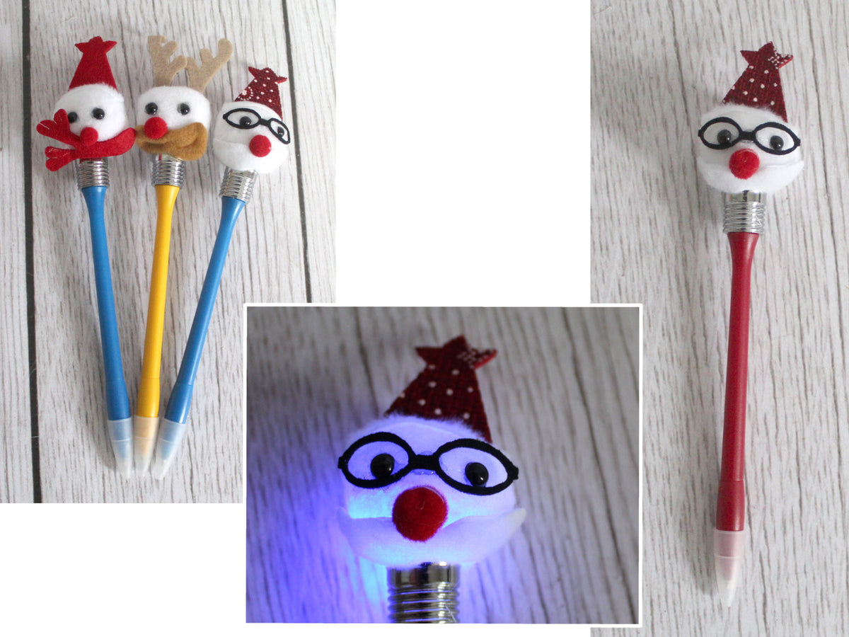 długopis  12szt świąteczny bożonarodzeniowy głowa led świecąca mix 23 cm NXCA-19049