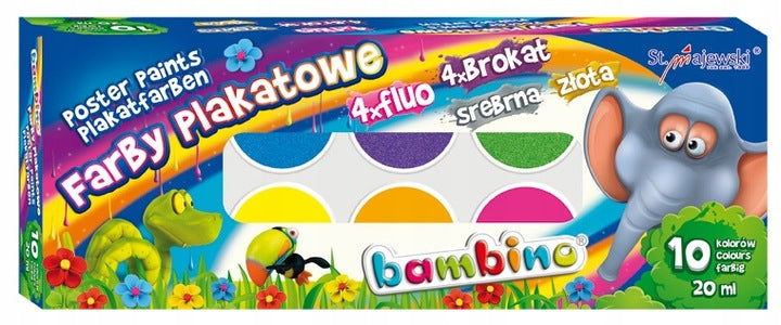 farby plakatowe 10kol. mix 1956 BAMBINO