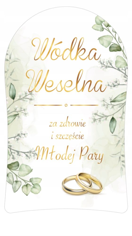 naklejki na wódkę weselną ślub wesele szkło 12 szt 55mm x  92mm