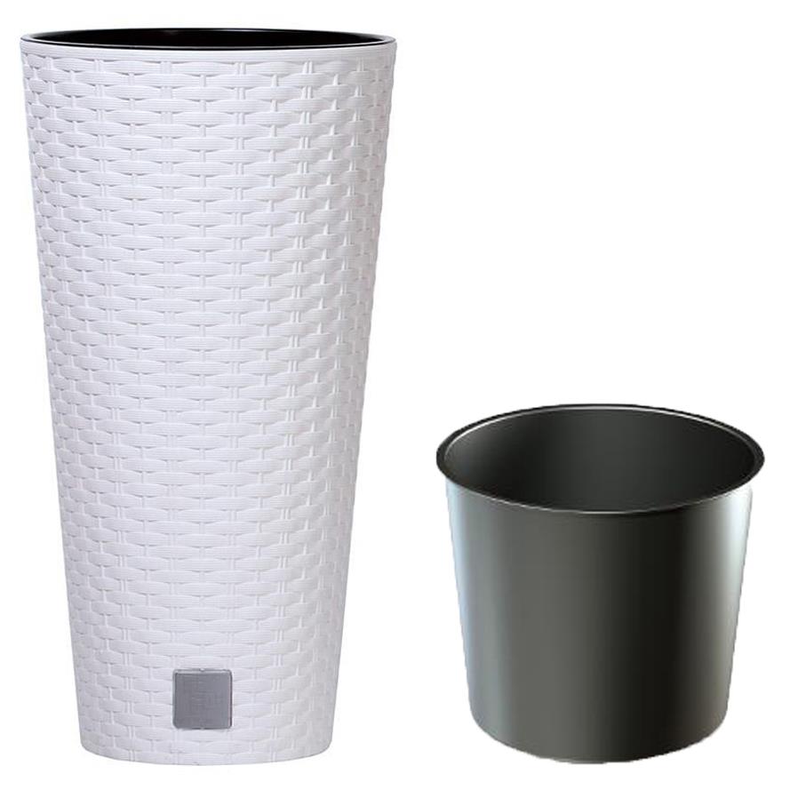 doniczka z wkładem rattan RATO Tubus 25xh48 cm biała
