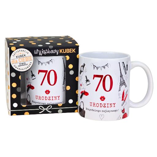 kubek na 70 urodziny dla kobiety (czerwony) 3309-UR16-70
