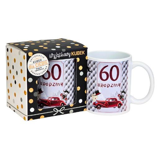 kubek na 60 urodziny dla mężczyzny (bordowe auto) 3309-UR11-60