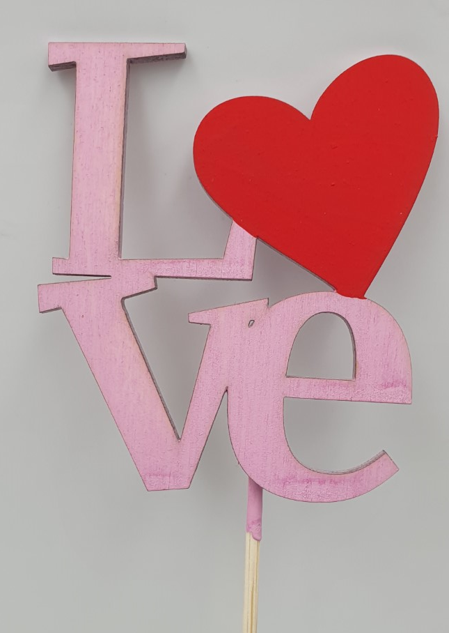 pik drewniany  z napisem "Love" serce   3szt.