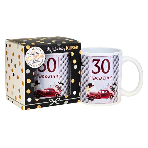 kubek na 30 urodziny dla mężczyzny (bordowe auto) 3309-UR11-30