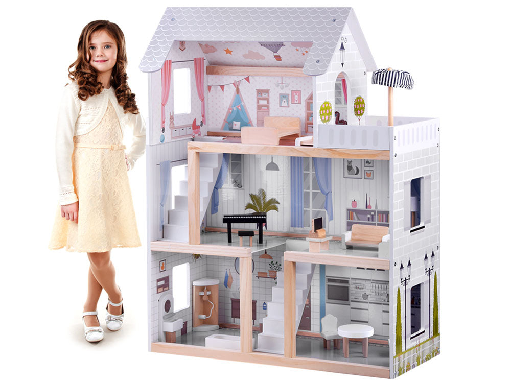 drewniany domek dla lalek w stylu Boho led | ZA4131