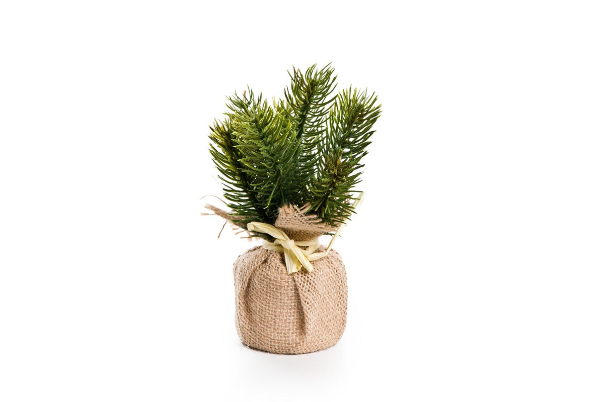 drzewko choinka w worku jutowym 19cm
