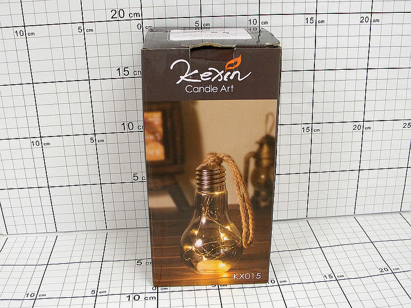 lampion szklany żarówka 17x9cm, z drucikiem LED