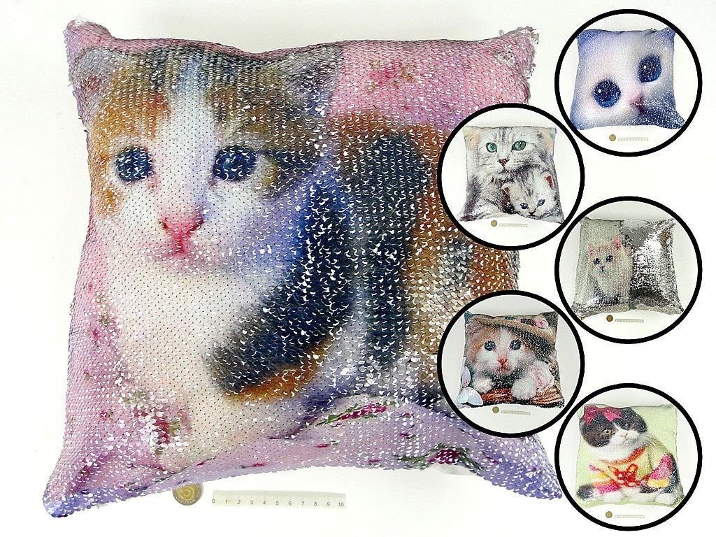 poszewka na poduszkę magiczne cekiny koty 40x40 cm