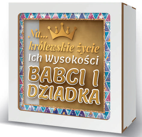skarbonka 17,5 x 17,5cm Ich Wysokości Babcia i Dziadek o złotym sercu