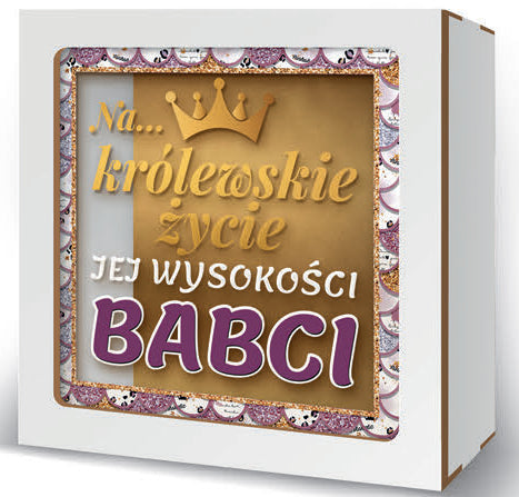 skarbonka 17,5 x 17,5cm Jej Wysokość Babcia o złotym sercu
