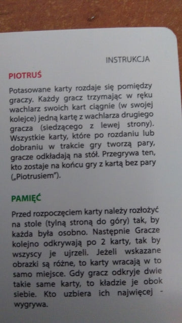 karty piotruś ZWIERZAKI