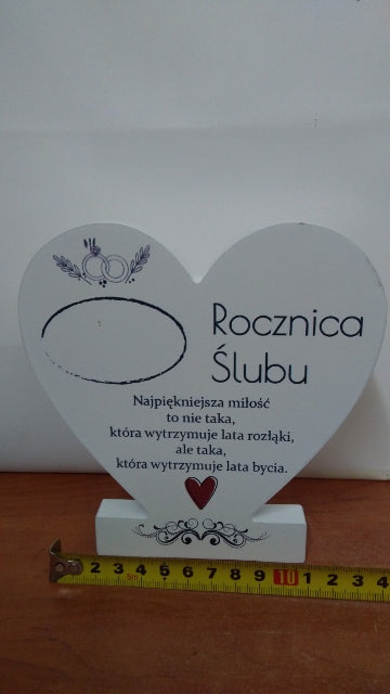 serce stojące do wypisania 12cm  ROCZNICA ŚLUBU