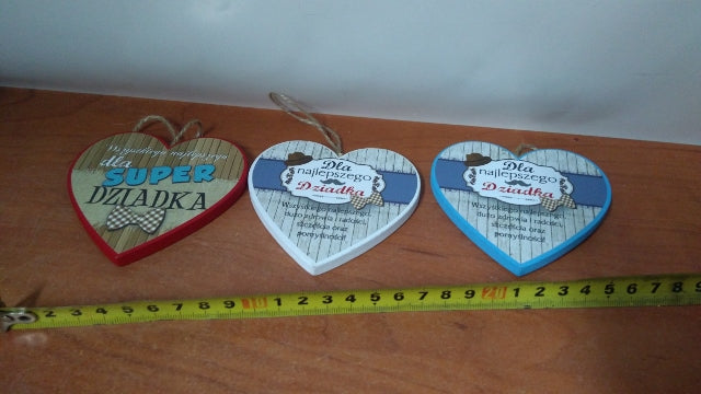 serce drewniane zawieszka DZIADEK 10cm