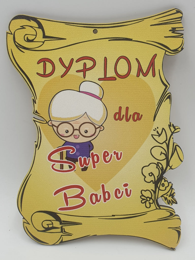 dyplom drewniany dla babci   17,5 x 13 cm     P556