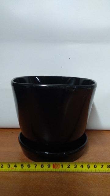 doniczka z podstawką MARCEL 13cm CZARNA