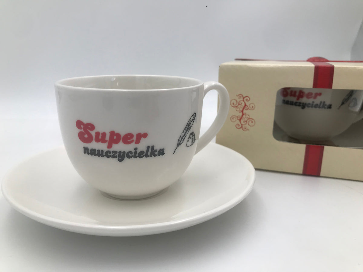 filiżanka + spodek Super Nauczycielka