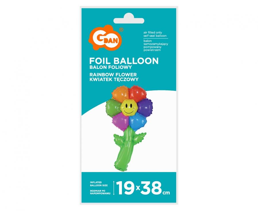 balon foliowy 15" Kwiatek Tęczowy, 19 x 38 cm PF-BFTK