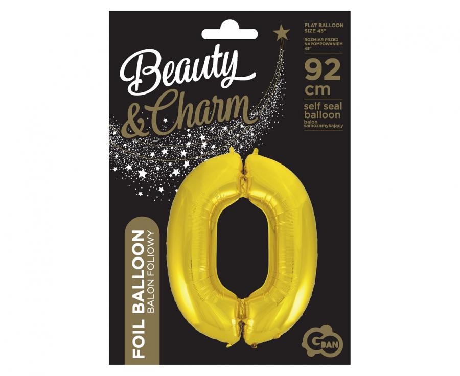 balon foliowy B&C "Cyfra 0" złota 92cm | FG-C85Z0